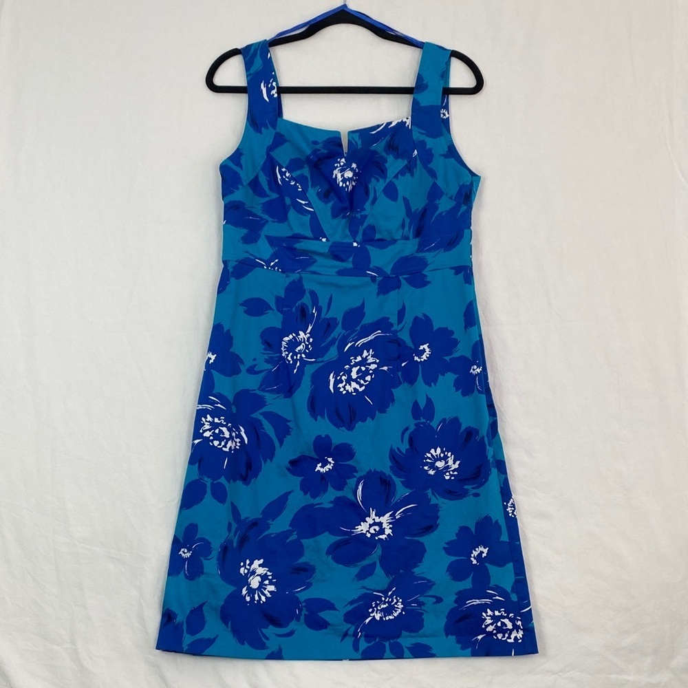 Jolibel Knee Length Dress Blue Floral Sleeveless Size 8